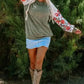 Floral Mosaic Ribbed Blouse