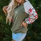 Floral Mosaic Ribbed Blouse