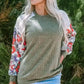 Floral Mosaic Ribbed Blouse