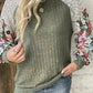 Floral Mosaic Ribbed Blouse