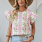 Floral Ruffled Sleeve Summer Top