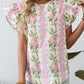 Floral Ruffled Sleeve Summer Top