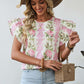 Floral Ruffled Sleeve Summer Top
