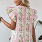 Floral Ruffled Sleeve Summer Top