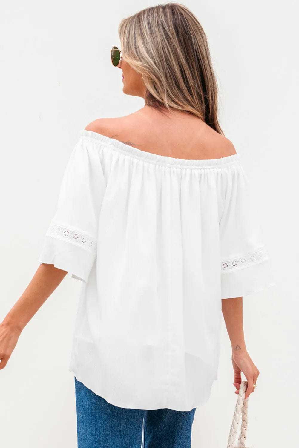 Frosted Lace Off-Shoulder Top - Feminine Elegance