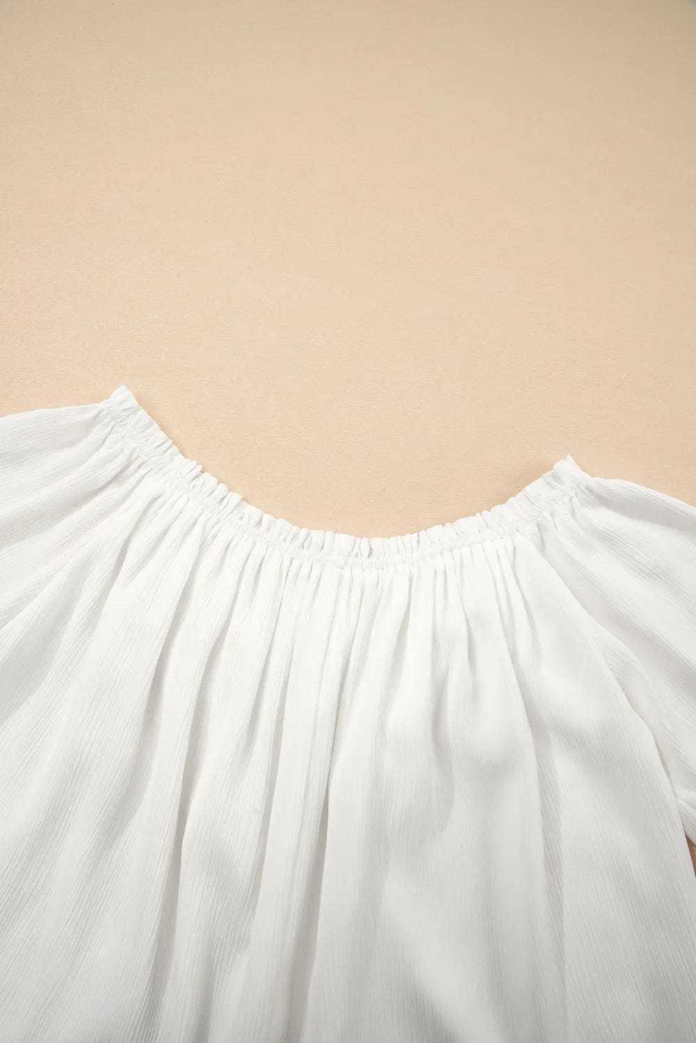 Frosted Lace Off-Shoulder Top - Feminine Elegance