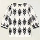 Geometric Glamour Quarter-Sleeve Top