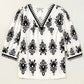 Geometric Glamour Quarter-Sleeve Top