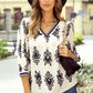 Geometric Glamour Quarter-Sleeve Top