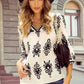 Geometric Glamour Quarter-Sleeve Top