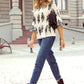 Geometric Glamour Quarter-Sleeve Top