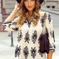 Geometric Glamour Quarter-Sleeve Top