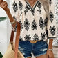 Geometric Glamour Quarter-Sleeve Top