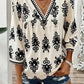 Geometric Glamour Quarter-Sleeve Top