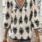 Geometric Glamour Quarter-Sleeve Top