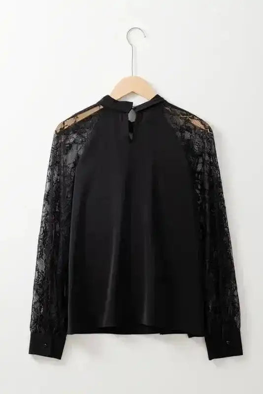 Lace Sleeves Blouse - Black