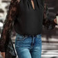 Lace Sleeves Blouse - Black
