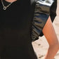 Leather Ruffle Sleeve Blouse
