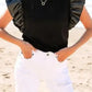 Leather Ruffle Sleeve Blouse