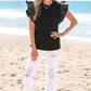 Leather Ruffle Sleeve Blouse