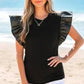 Leather Ruffle Sleeve Blouse
