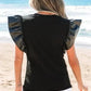 Leather Ruffle Sleeve Blouse