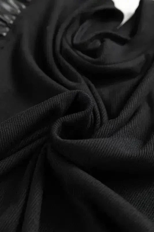 Leather Ruffle Sleeve Blouse
