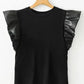 Leather Ruffle Sleeve Blouse
