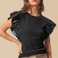 Leather Ruffle Sleeve Blouse