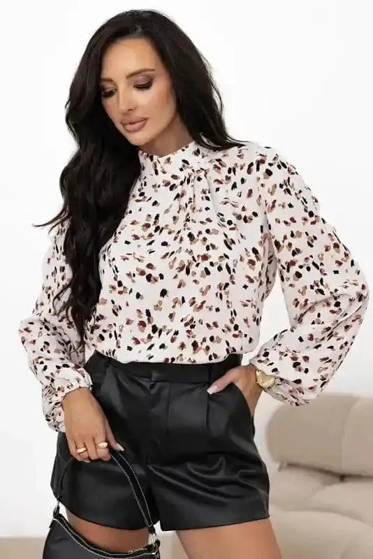 Leopard Luxe Pleated Blouse