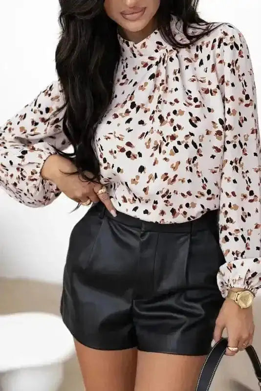 Leopard Luxe Pleated Blouse
