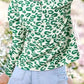 Leopard Print Mock Neck Puff Sleeve Top