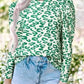 Leopard Print Mock Neck Puff Sleeve Top