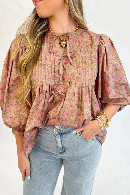 Floral Half Sleeve Blouse Top – Women’s Boho Casual Printed Blouse