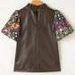 Lucky Bloom Leatherette Blouse