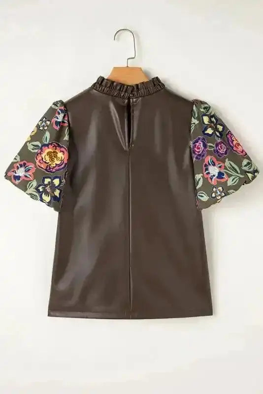 Lucky Bloom Leatherette Blouse