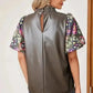 Lucky Bloom Leatherette Blouse