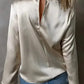 Luxe Satin Crossover Blouse