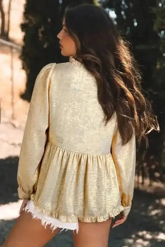 Metallic Velvet Babydoll Blouse