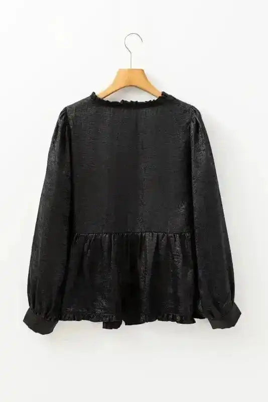 Metallic Velvet Babydoll Blouse