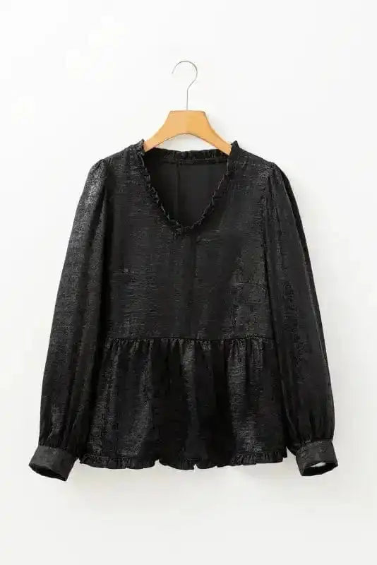Metallic Velvet Babydoll Blouse