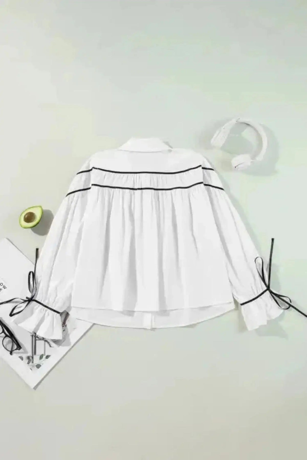 Monochrome Elegance Bowtie Blouse