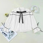 Monochrome Elegance Bowtie Blouse