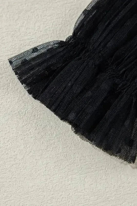 Noir Dot Lace Illusion Blouse