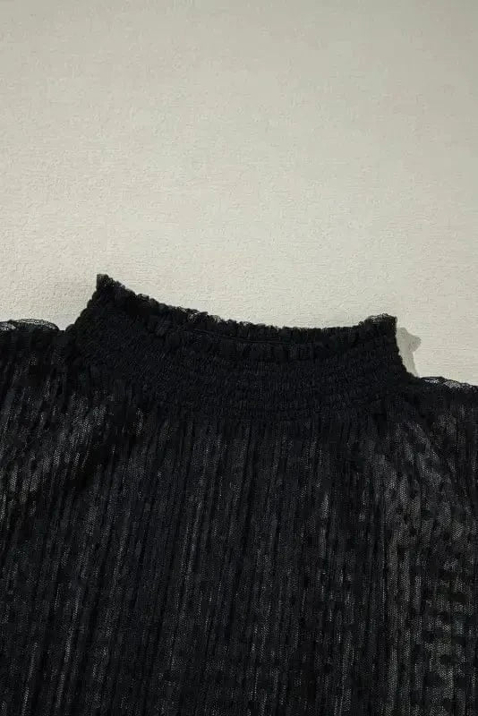 Noir Dot Lace Illusion Blouse