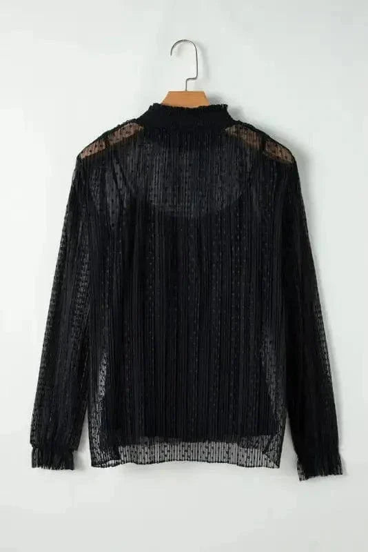 Noir Dot Lace Illusion Blouse