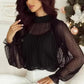 Noir Dot Lace Illusion Blouse