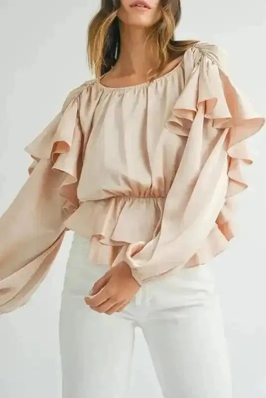 Elegant Ruffled Peplum Blouse