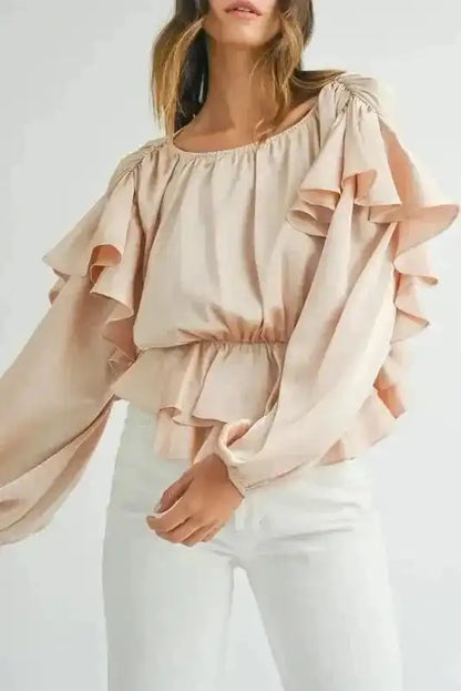 Elegant Ruffled Peplum Blouse