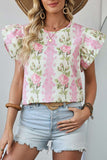 Floral Ruffled Sleeve Summer Top